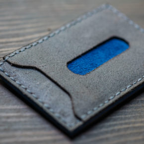 blue suede wallet