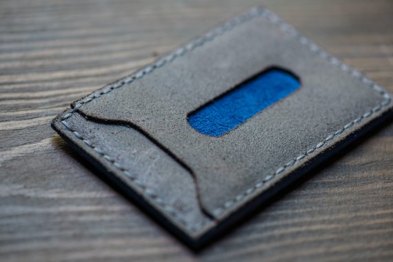 blue suede wallet