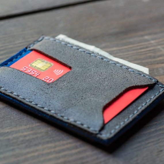 grey leather card wallet