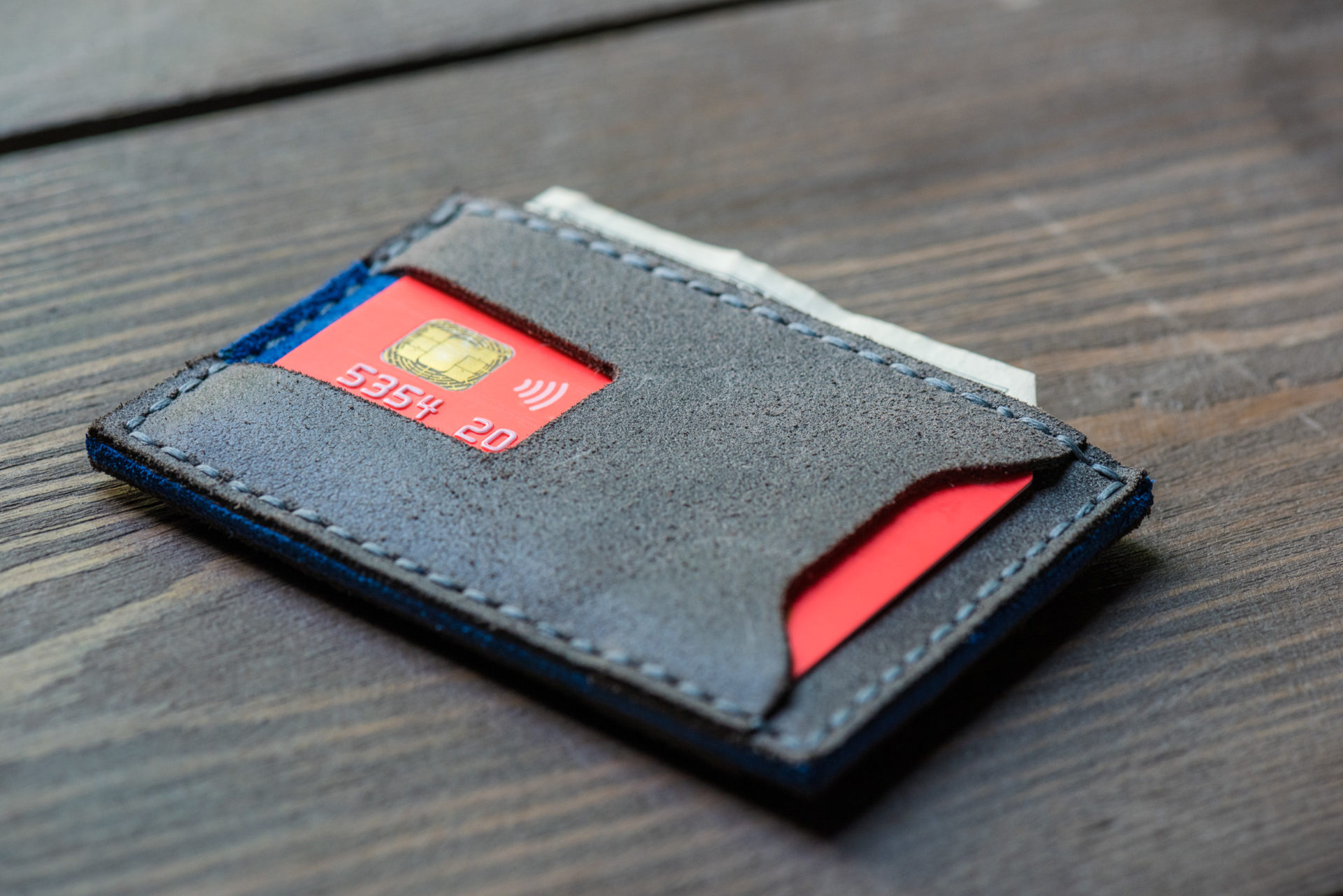 grey leather card wallet