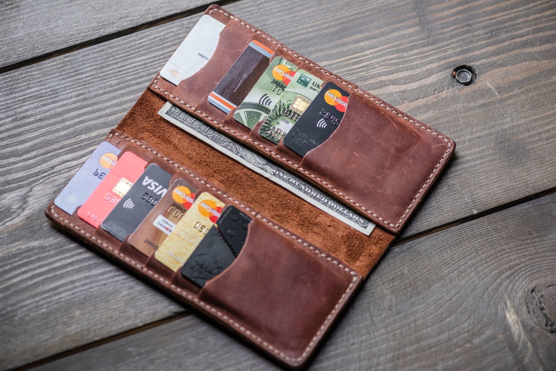 leather long wallet