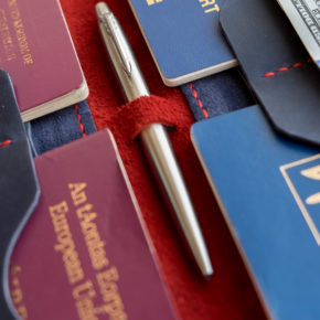 red leather passport cover