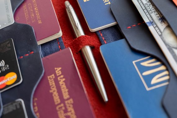 red leather passport cover