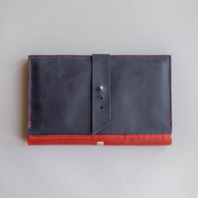 Blue leather travel wallet