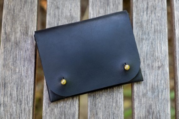 woman's black leather wallet
