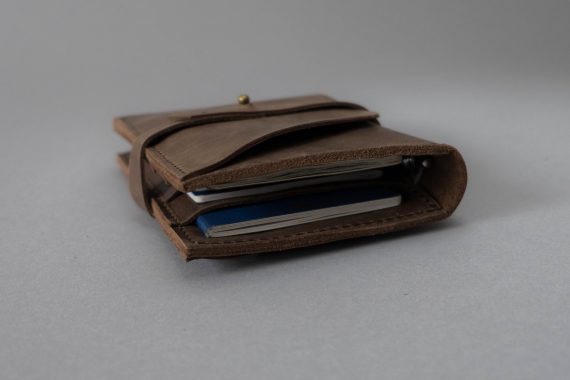 brown travel wallet