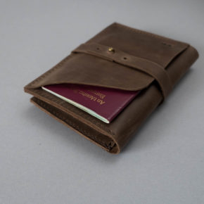 brown leather travel wallet
