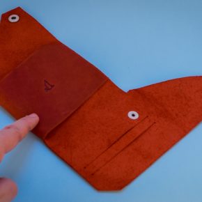 red slim wallet