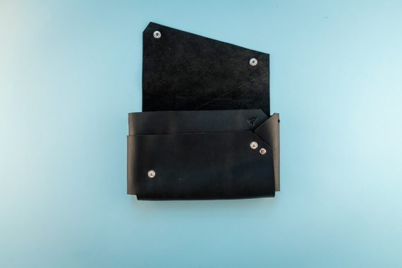 origami leather clutch