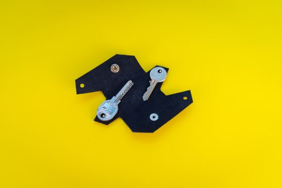 Folding leather keychain
