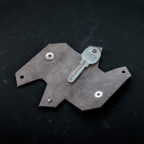 grey leather keychain