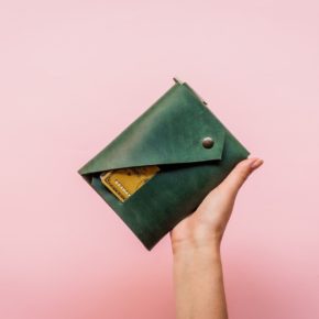 green travel wallet
