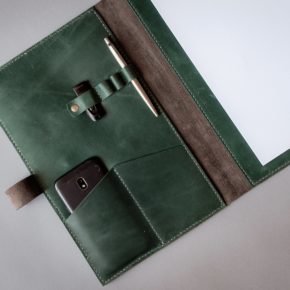 green leather cover