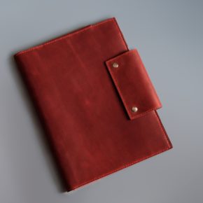 red leather folio