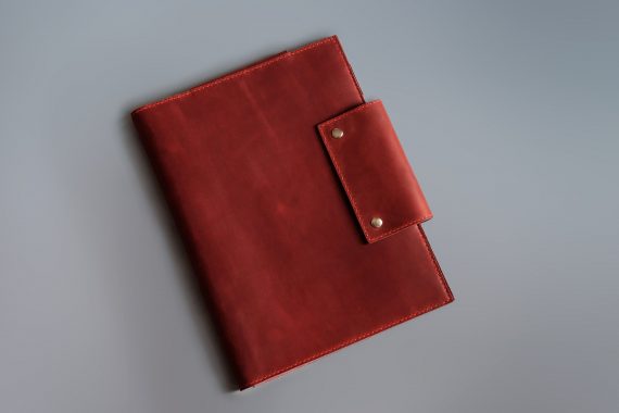 red leather folio