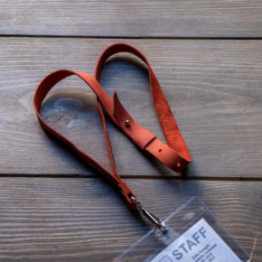 red leather lanyard