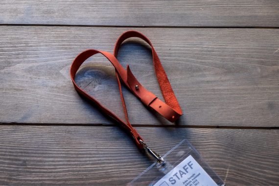 red leather lanyard