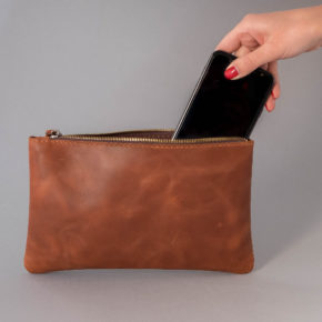 cognac leather purse